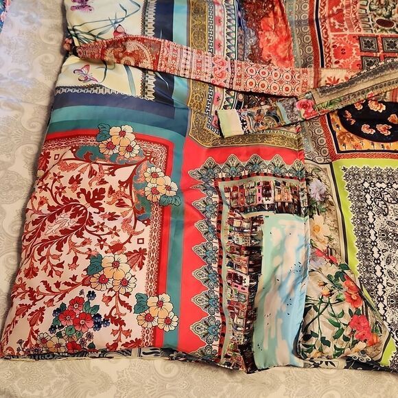 Johnny Was reversible patchwork print down puffer jacket - Picture 8 of 14